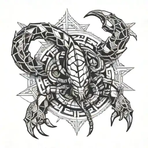Scorpion Intertwined With Sword Black And White