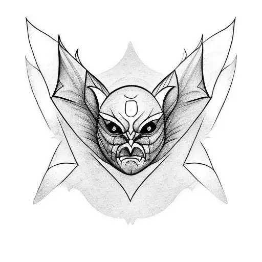 Bat Face And Wings