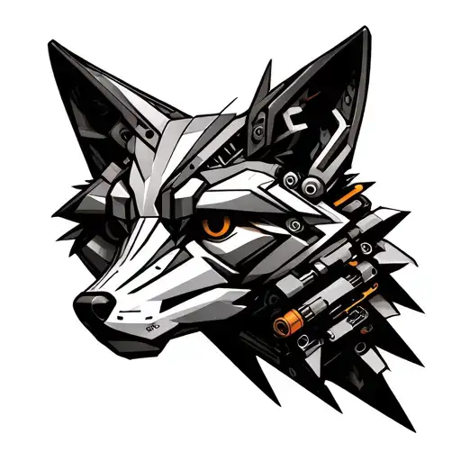 Mechanical Fox Head Made Of Charging Battery Parts