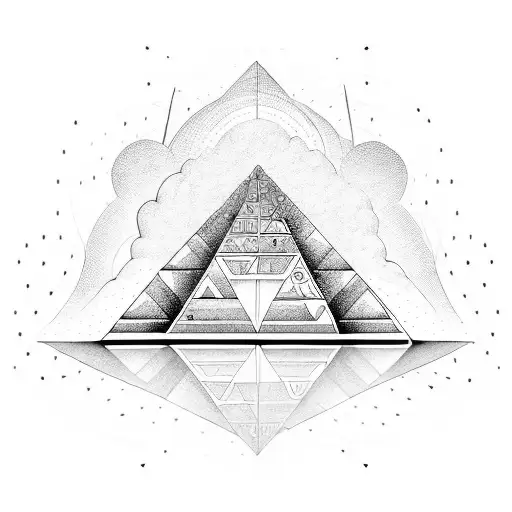 Pyramid Surrounded By Music Notes