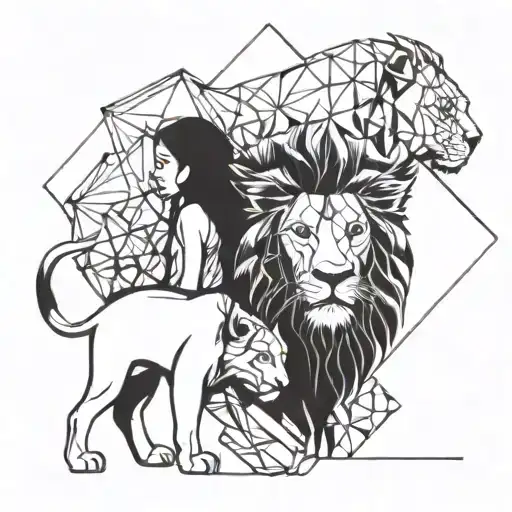 Lion And Little Girl Holding