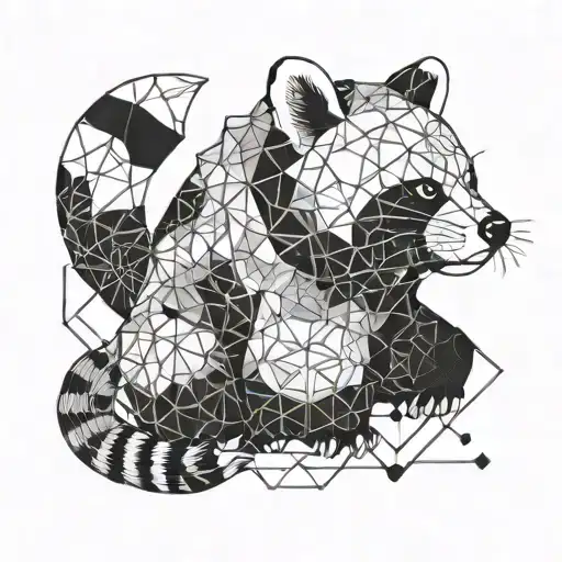 A Red Panda Together With A Hippo Surrounded By Geometric Shape