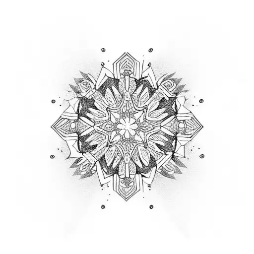 Rounded Tattoo Letf Side Snowflake Right Side Mountain