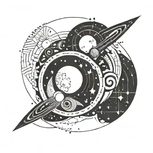 Yin Yang And Space With Planets