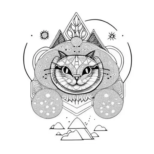 Mushroom Sky Flower Moon Cat