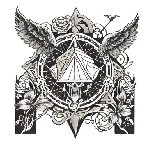 The Phrase Memento Mori Next To A Falling Angel