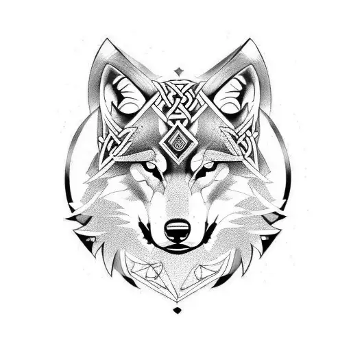 Wolf With Blue Eyes And Viking Runes