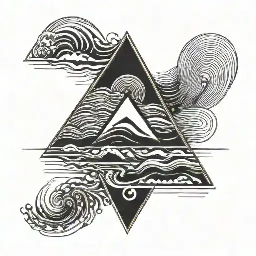 Black And White Clean Lines Triangle Geometric Sea Wave
