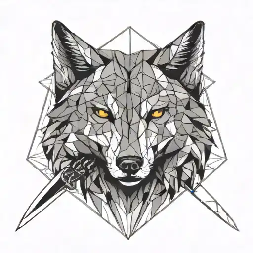 Knife With Wolf Drawn Inside