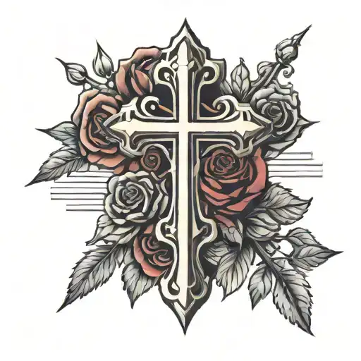 Two Chrome Hearts Crosses With Roses Behind Them
