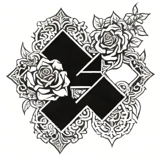 Two Chrome Hearts Crosses With Roses Behind Them