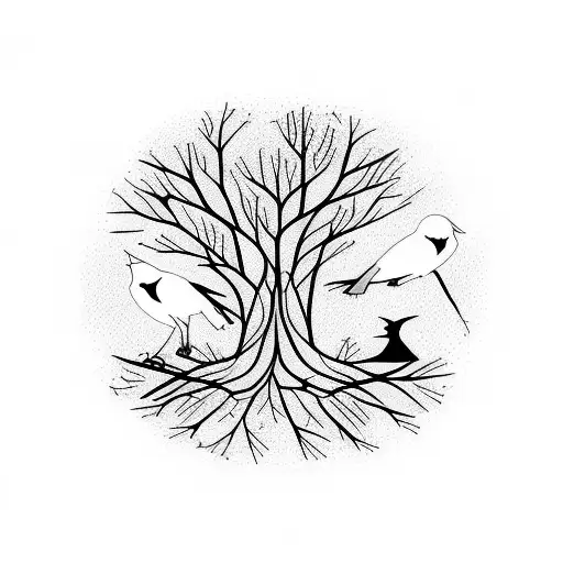 Tree Branches With Magpies