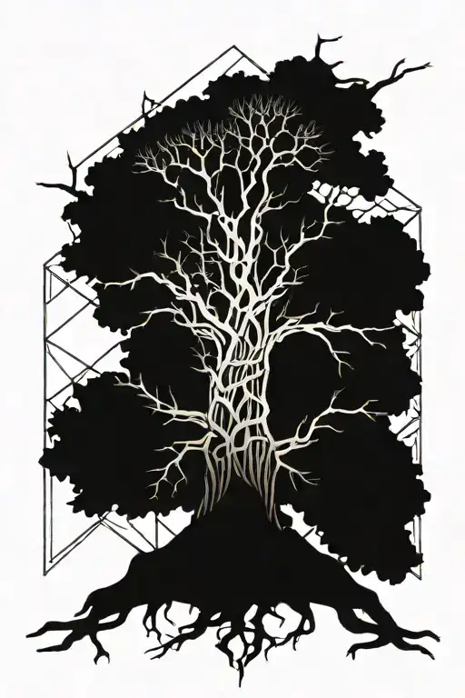 Oak Tree With Roots Made Of Bones