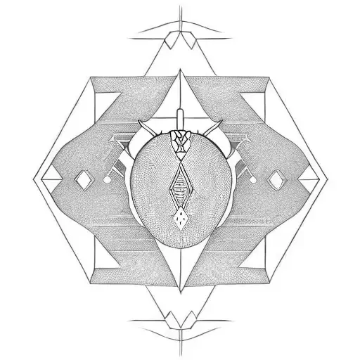 Black Pharonic Very Simple Scarab With Hexagonal Touch