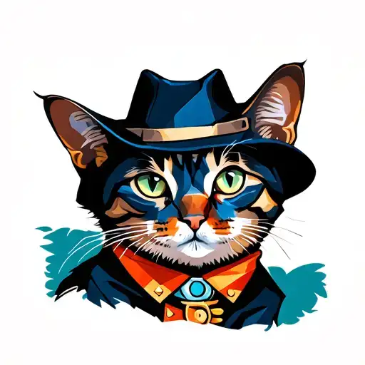 Cat Wearing Cowboy Clothes