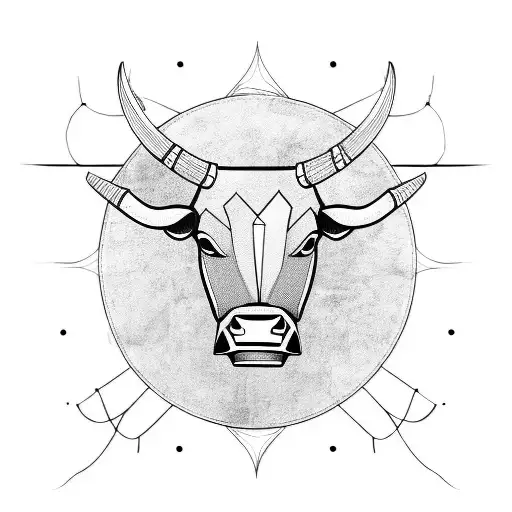 A Minimalist Tattoo Of A Bull With A Musical Staff And Notes Forming Its Horns