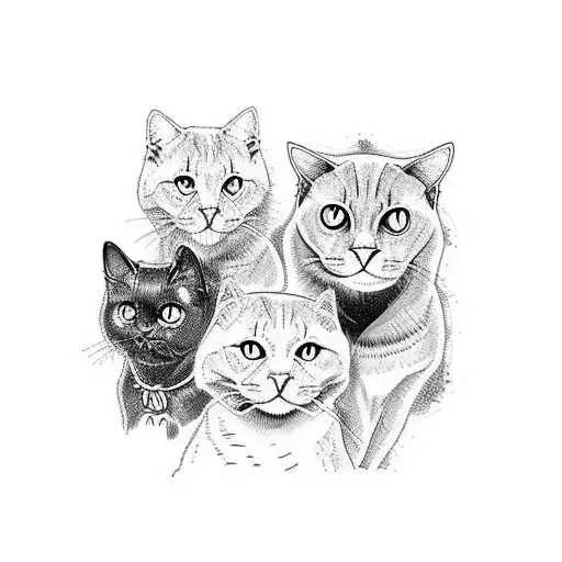 Three Black Cats Stand