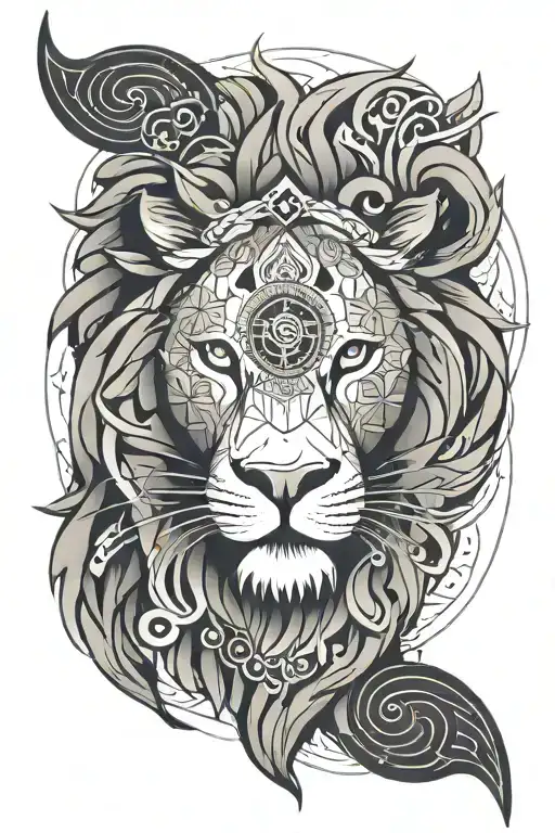 Om Symbol Integrated With A Lion Head