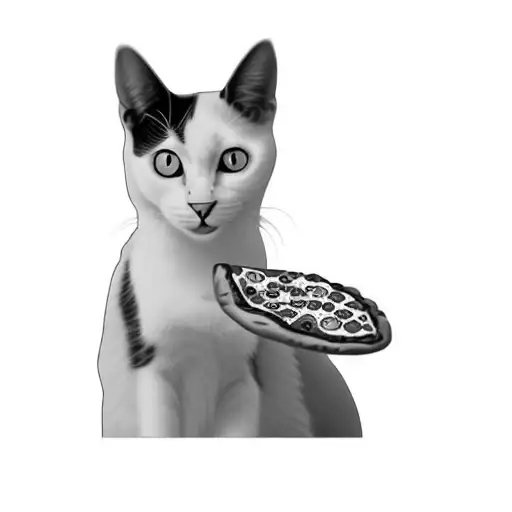 A Cat Eating Pizza
