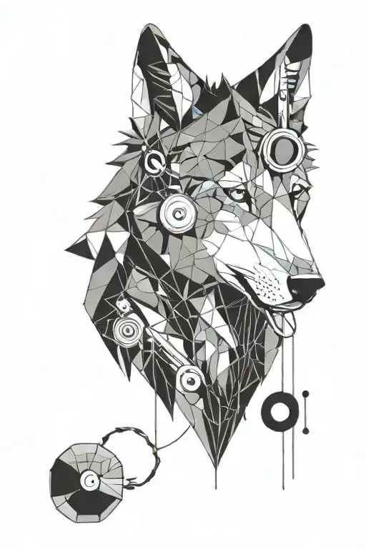 Wolf Head Wearing Headphones