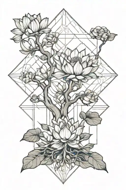 Trunk Of A Tree That Have Hand Instead Of Treetop Holding A White Lotus