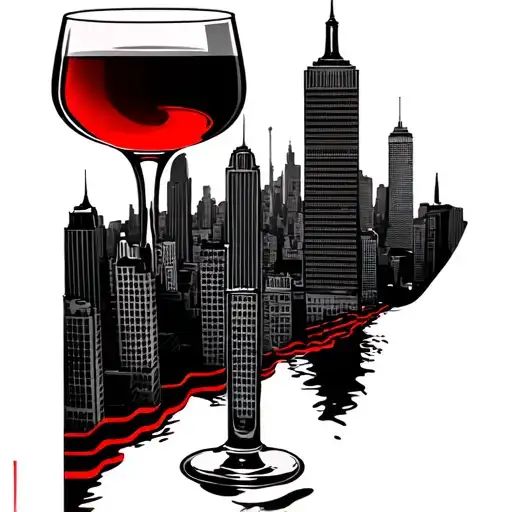 New York Skyline In The Shape Of A Duvel Glass With Red Accents