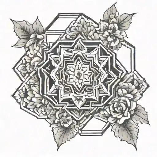 Hexagon With Floral Theme
