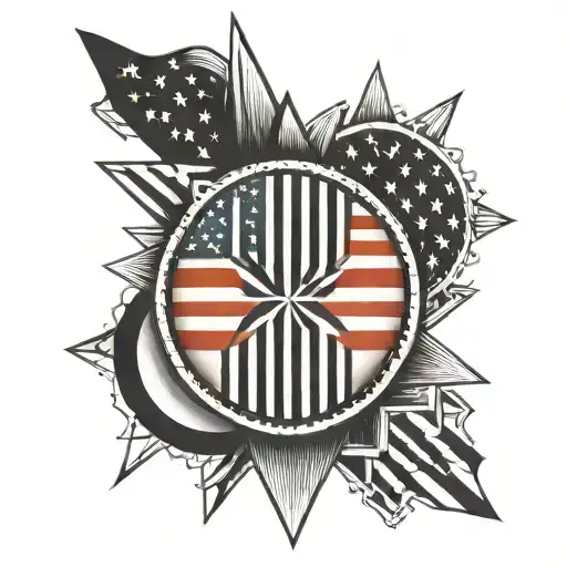 Circle And American Flag