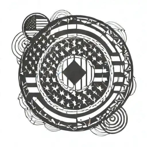 Circle And American Flag Inside