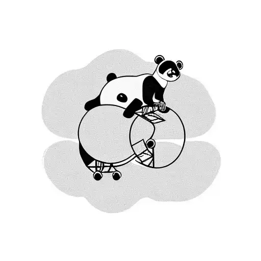 Panda Riding A Unicycle Eating Bamboo