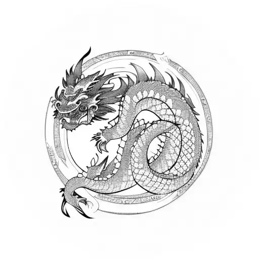 Japanese Dragon With Fire