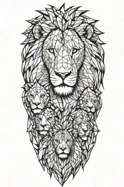 Lion Family Posing Together