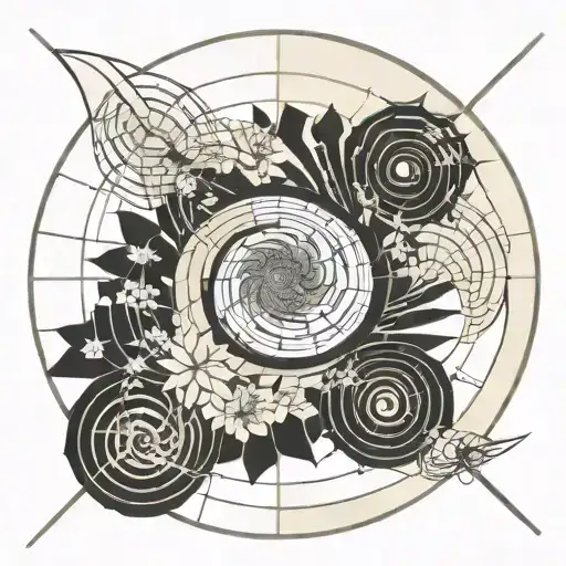 Fibonacci Spiral Featuring Japanese Imagery Including A Samurai