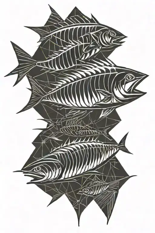 Minimalist Tuna Fish Bone Outline