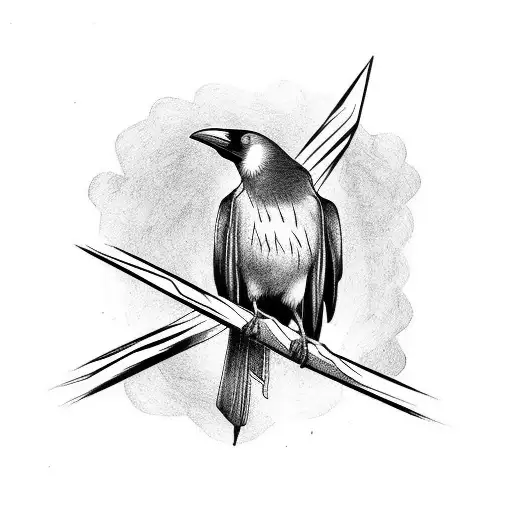 Crow Perched On A Building