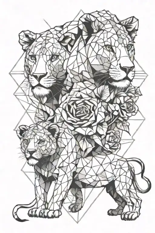 Rose And Lioness Protecting Her Cubs