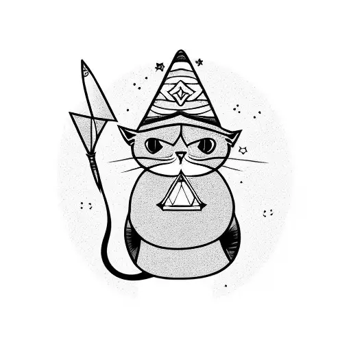 A Cute Cat Wearing A Wizard Hat And Holding A Magic Wand