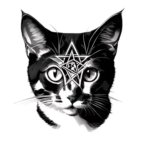 Cat With A Pentagram On Forehead