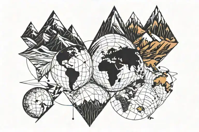 Globe World Map Simple Mountains