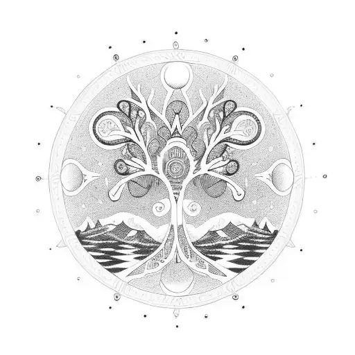 An Intricate Mandala Design Incorporating Elements Of Nature Like Trees And Animals