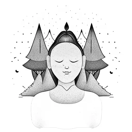 Meditating Girl In Forest
