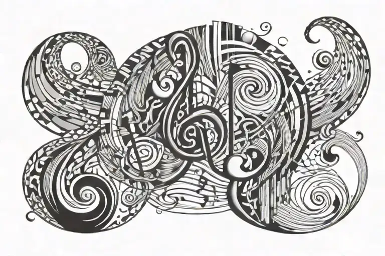 A Minimalist Tattoo Design Of A Music Note Intertwined With A Heart Symbol