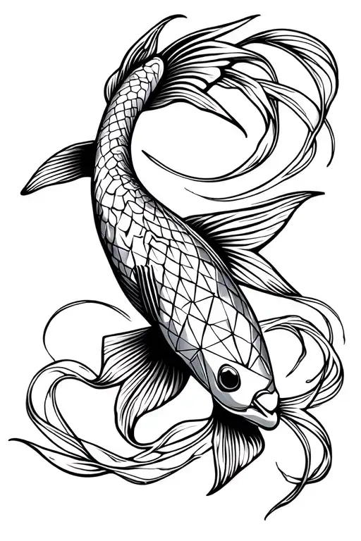 1 Geometric Koi Fish 1 Koi Fish Swimming