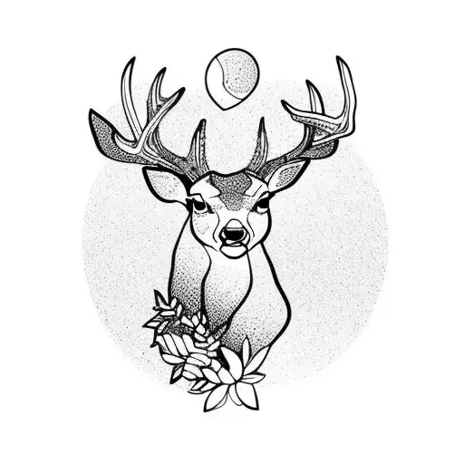 Deer On Flower Background