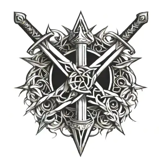 Sword With A Crown Of Thorns Intertwined