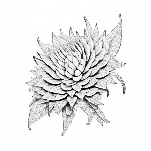 A Botanical Illustration Of A Rare Plant Species In Intricate Detail