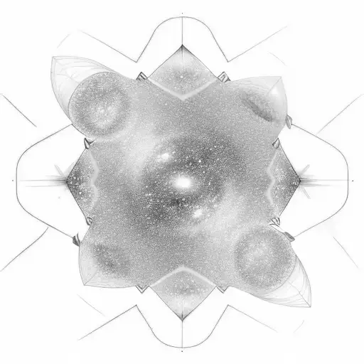 A Geometric Galaxy With Sparkling Stars And Pastel Clouds