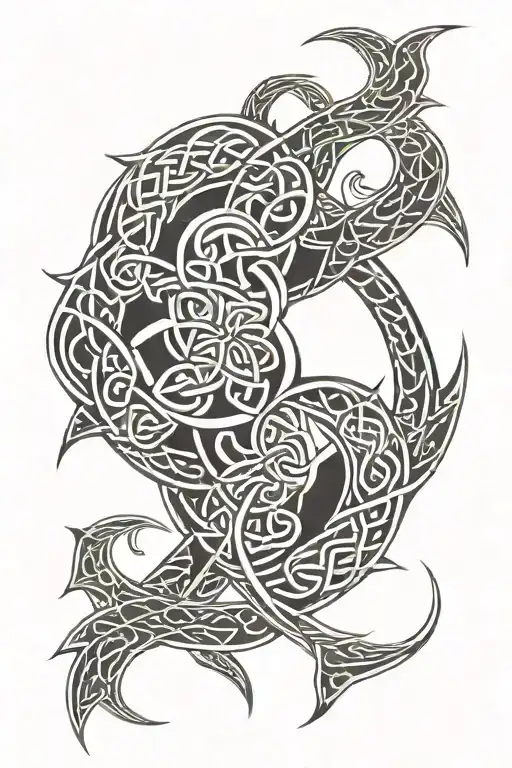 Celtic Symbol With Dragons