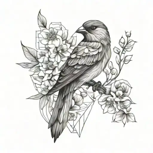 Bird And Flowers Symbolizing