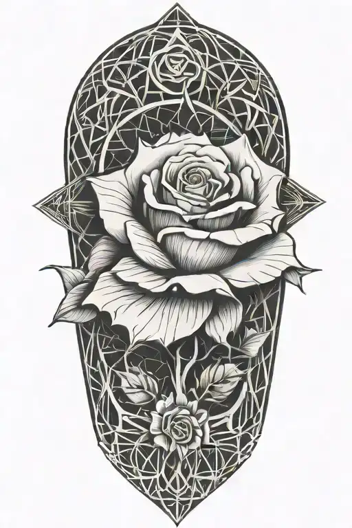 Rose With Spiked Vines And Planest In The Background